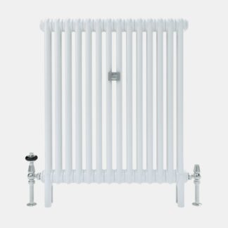 A white steel 2 column Curved Florence radiator product photo.
